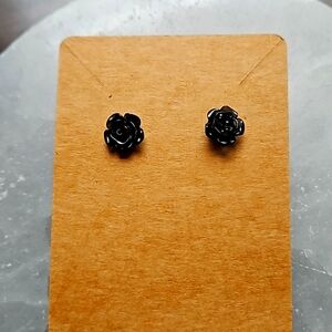 Black Rose Stud Earrings